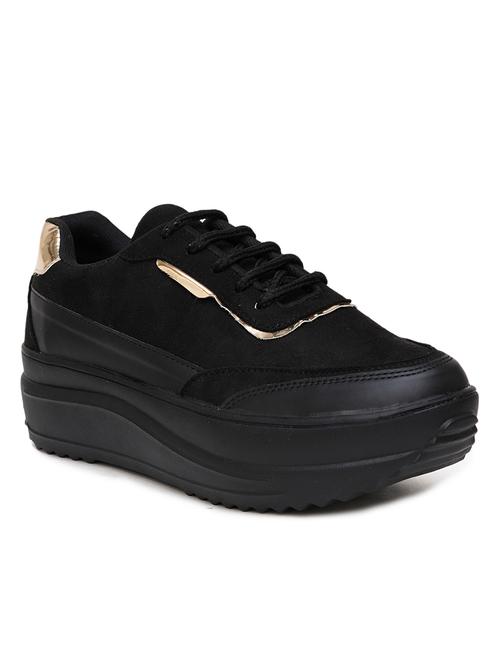 women black lace-up casual shoes - 21676078 - Standard Image - 0