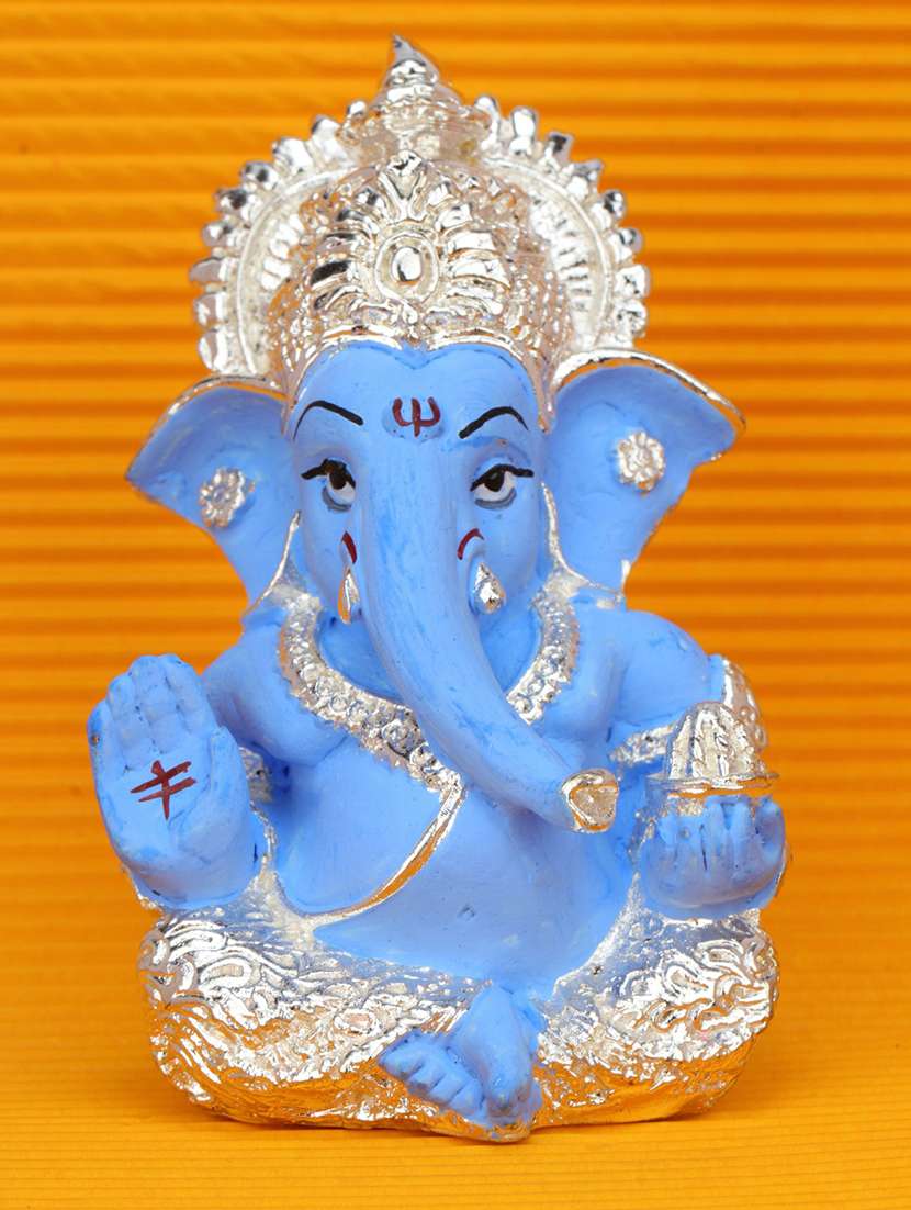 pure silver plated ganesha 3.5" perfect for gifting, home decor, car dashboard