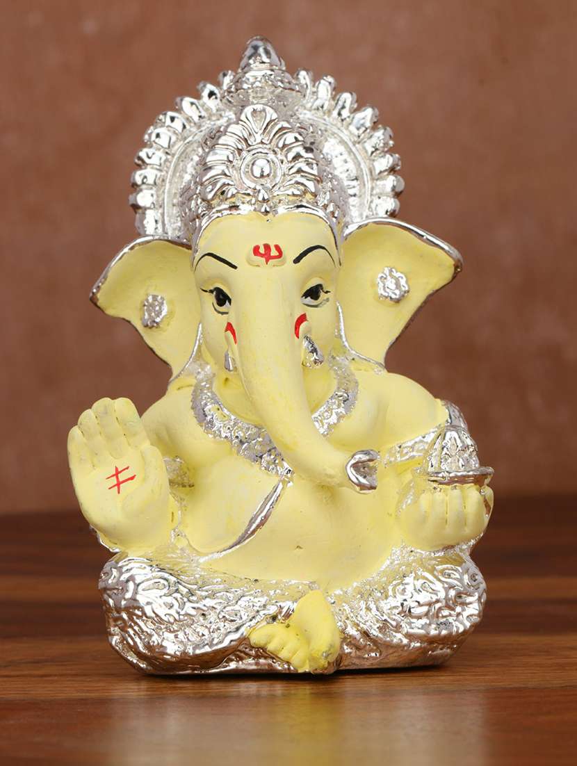 pure silver plated ganesha 3.5" perfect for gifting, home decor, car dashboard - 21676111 - Zoom Image - 0