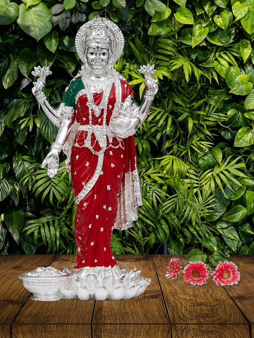 red & green pure silver plated 10 dhan laxmi murti for goodness - 21676117 - Standard Image - 0