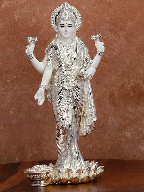 white pure silver plated 10 dhan laxmi murti for goodness - 21676118 -  Standard Image - 0