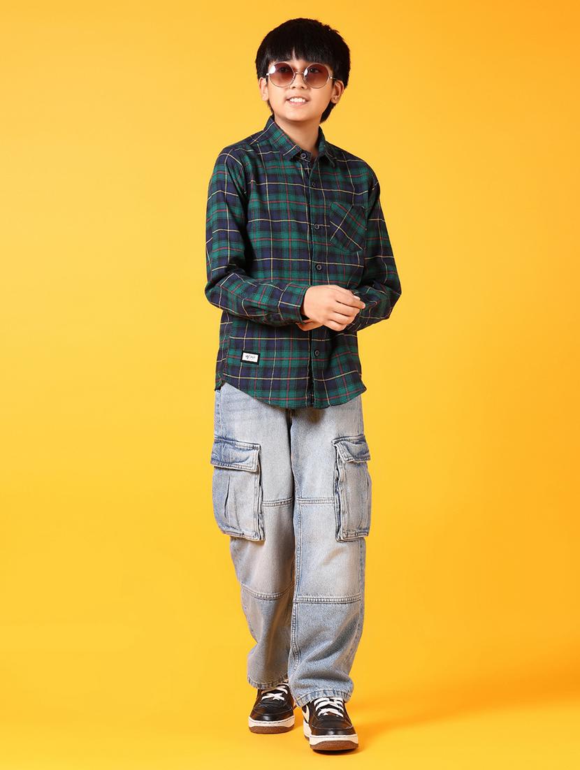 boys long sleeves checkered shirt - 21676129 - Standard Image - 4