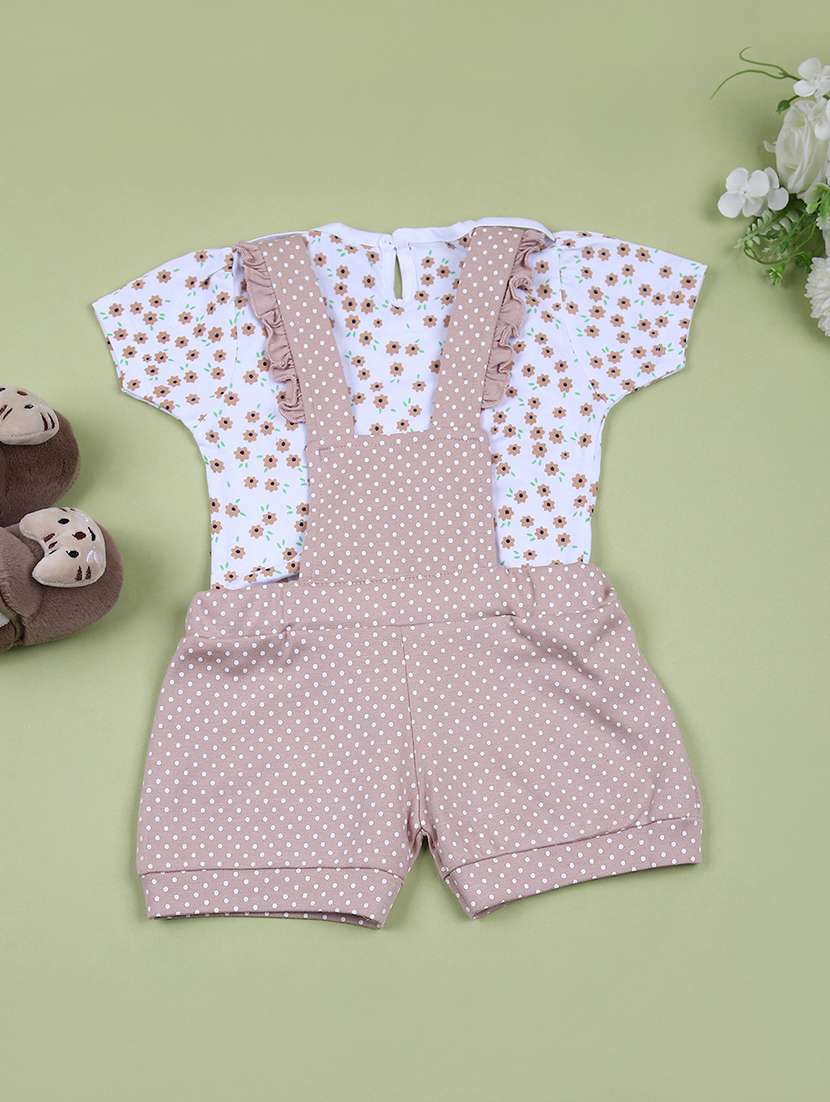 girls printed top & dungaree set - 21676136 - Standard Image - 1