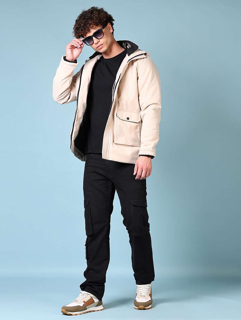 men long sleeves solid bomber jacket - 21676164 -  Standard Image - 4