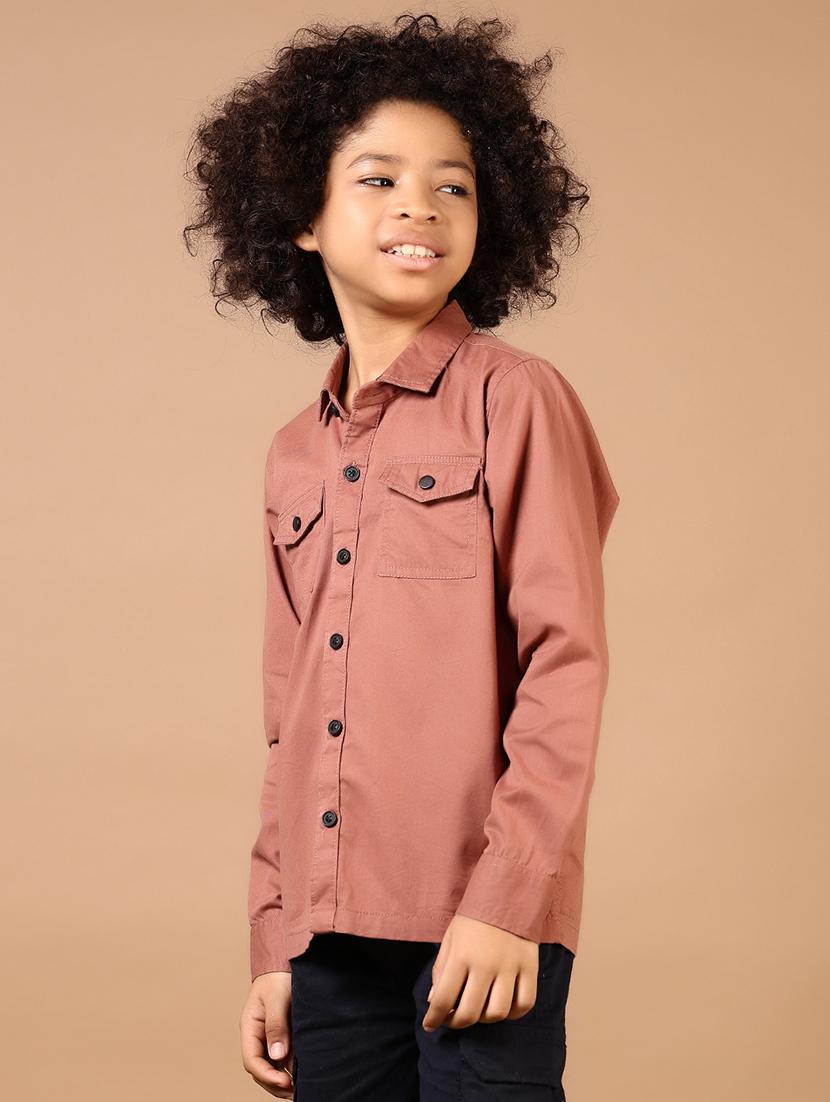 boys solid collared long sleeves shirt - 21676167 - Standard Image - 1