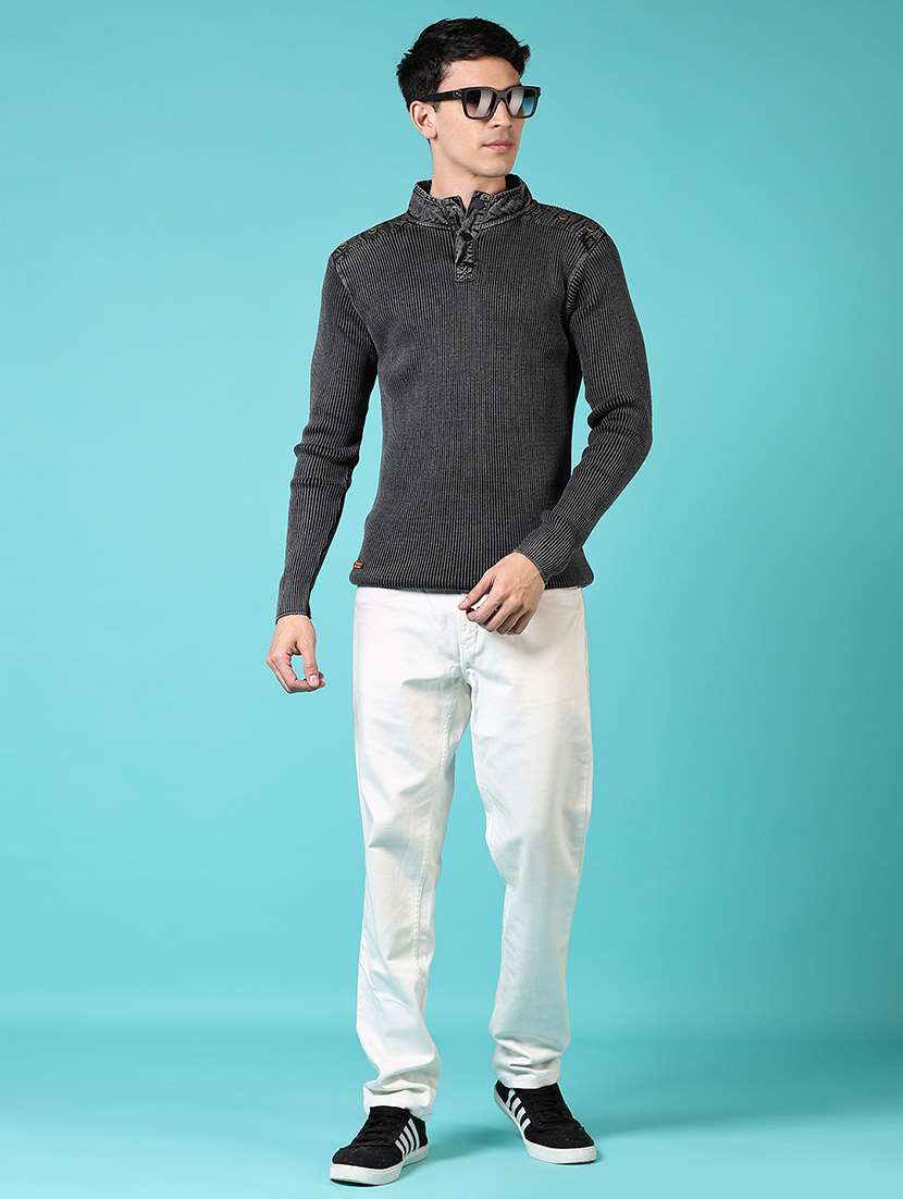 men solid long sleeve pullover sweater - 21676227 -  Standard Image - 4