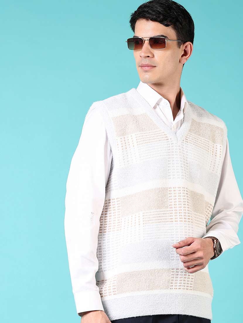 men self design sleeveless pullover sweater - 21676238 -  Standard Image - 1