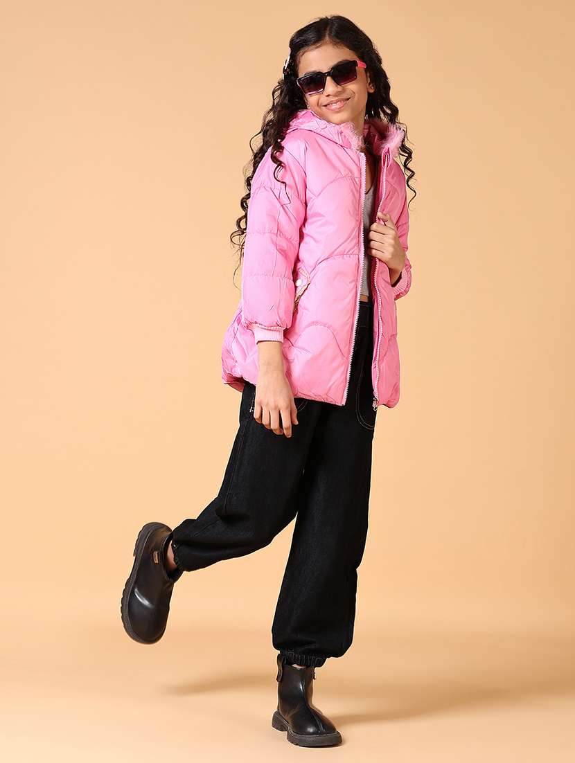 girls pink long sleeve quilted jacket - 21676257 -  Standard Image - 4