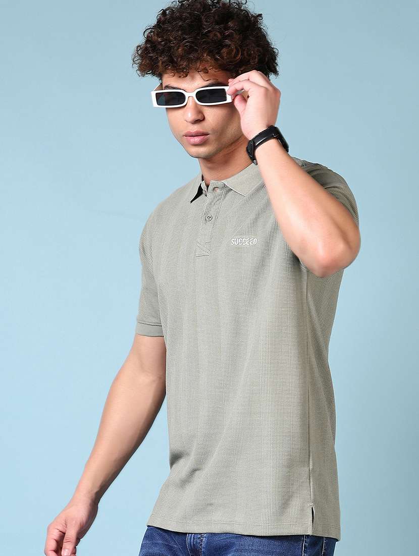men self design short sleeve polo t-shirt - 21676261 - Standard Image - 1