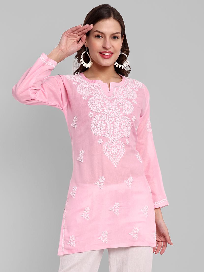 women chikankari long sleeve straight kurti - 21676590 - Zoom Image - 0