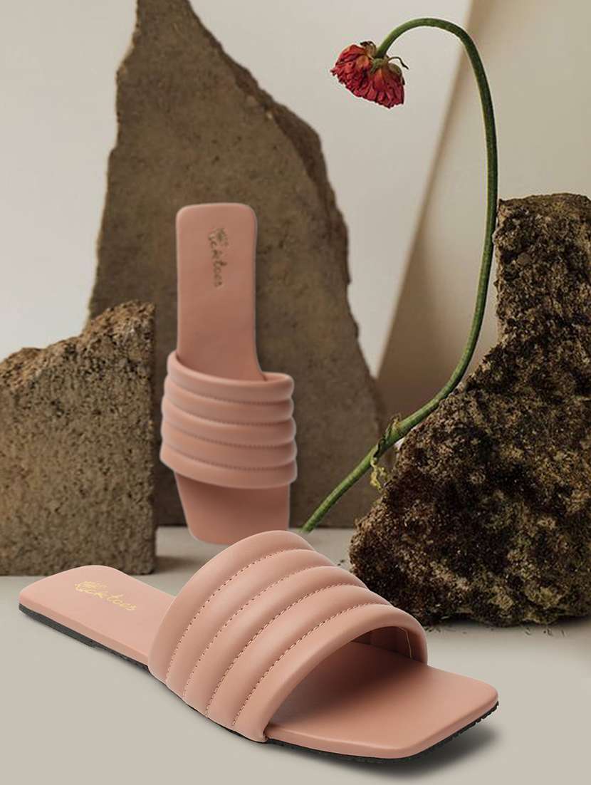 women slip on flat sandal