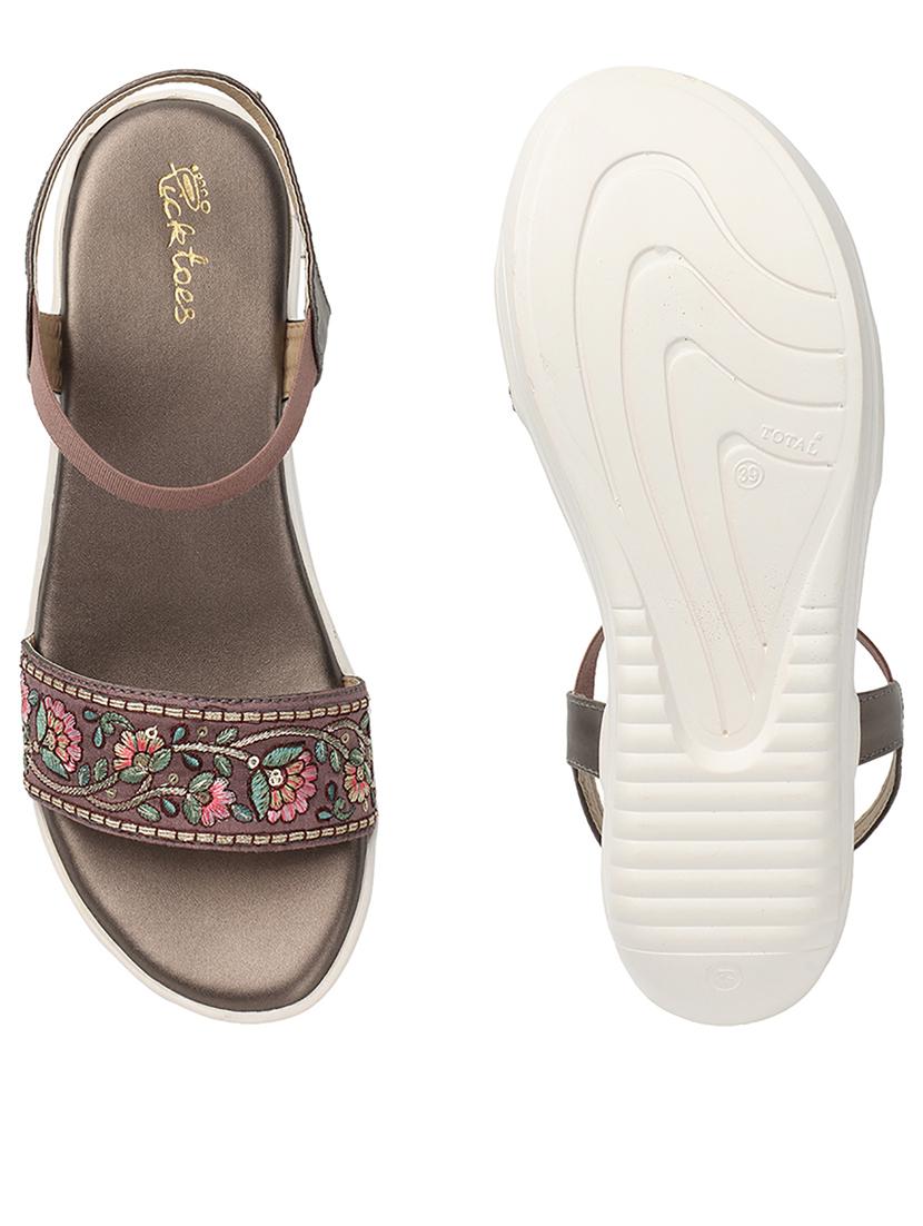 women embroidered ankle strap sandal - 21676687 -  Standard Image - 1