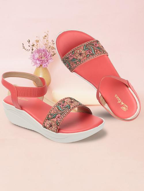 women embroidered ankle strap sandal - 21676688 - Standard Image - 0