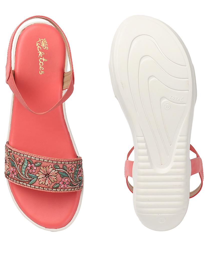 women embroidered ankle strap sandal - 21676688 - Standard Image - 1