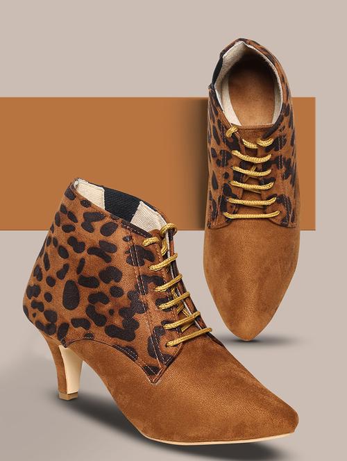 women animal printed lace up boots - 21676770 - Standard Image - 0
