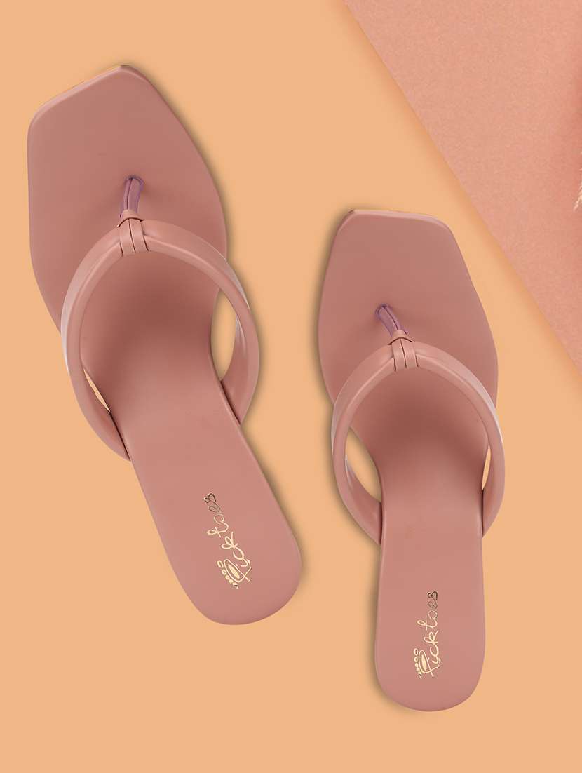 women slip on block heel sandal