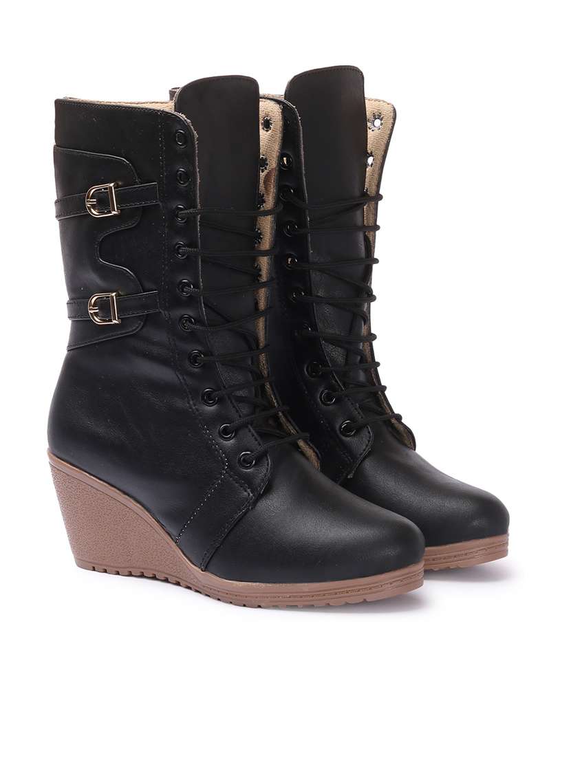 women black lace-up boot