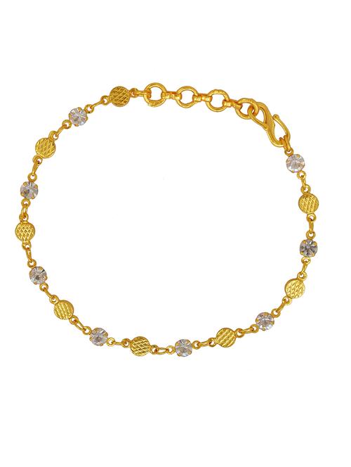 memoir gold plated cz studded round shaped linked stylish light weight fashion bracelet - 21676869 -  Standard Image - 0