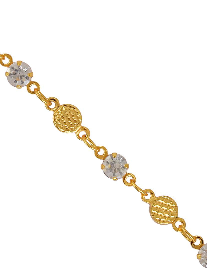 memoir gold plated cz studded round shaped linked stylish light weight fashion bracelet - 21676869 -  Standard Image - 1