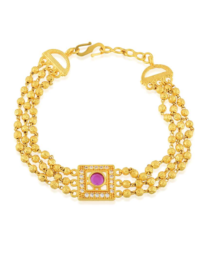 memoir micron gold plated faux ruby imitation diamond multi strand fashion bracelet for women - 21676939 -  Standard Image - 1