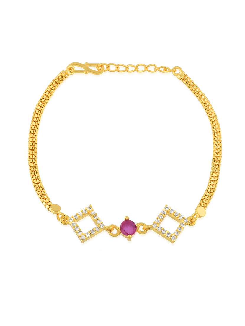 memoir micron gold plated faux ruby imitation diamond fashion bracelet for women - 21676940 -  Standard Image - 1