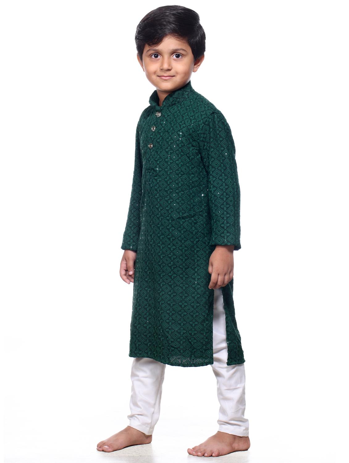 boys embroidered kurta bottom set - 21676941 - Standard Image - 1
