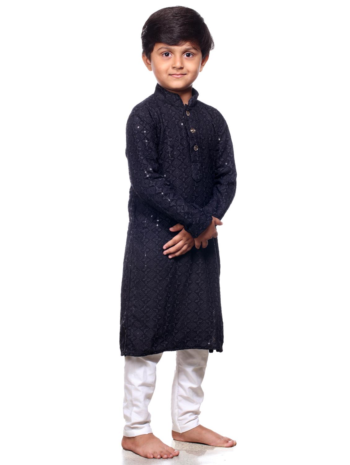 boys embroidered kurta bottom set - 21676942 - Standard Image - 1