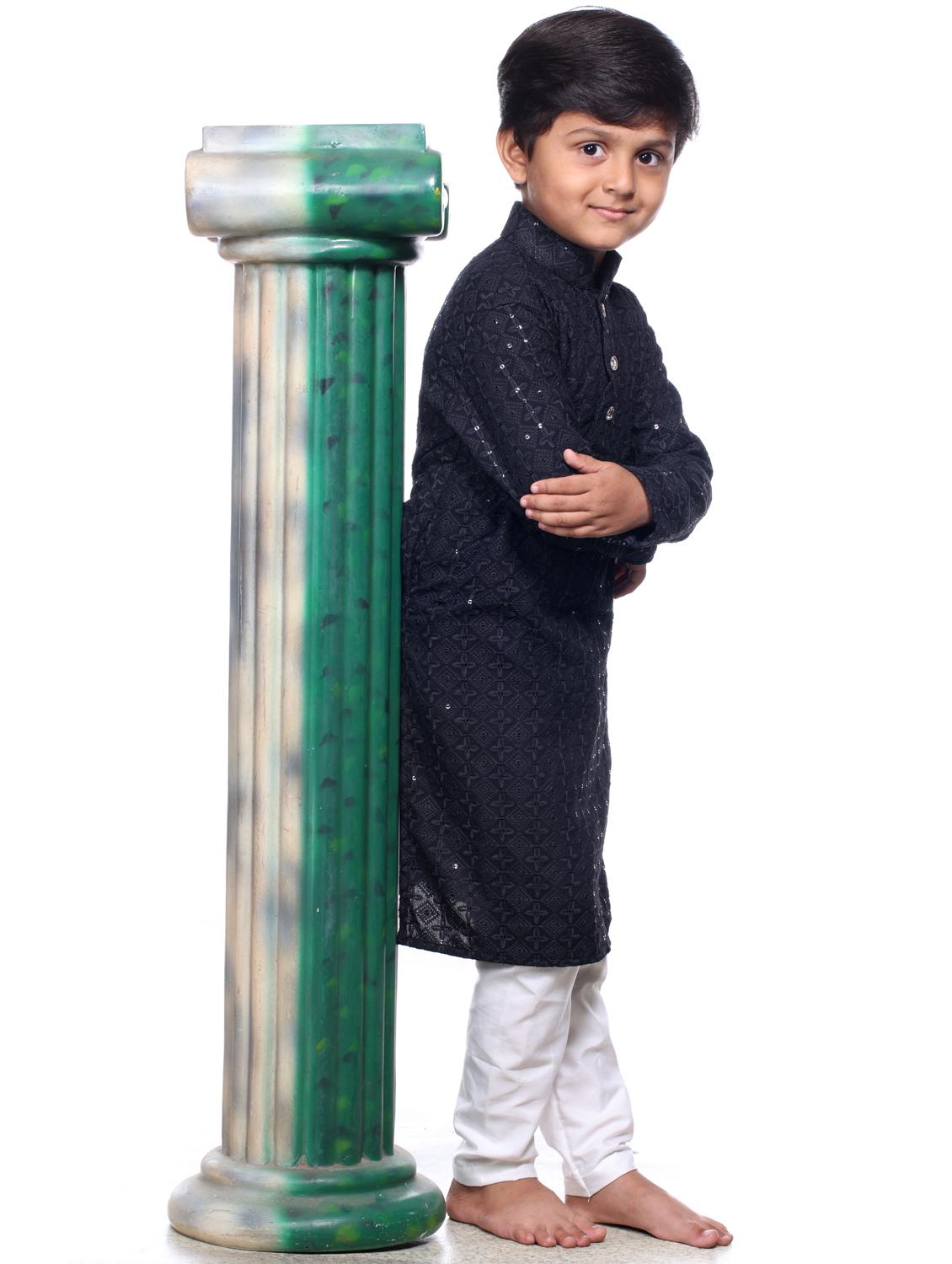 boys embroidered kurta bottom set - 21676942 - Standard Image - 4