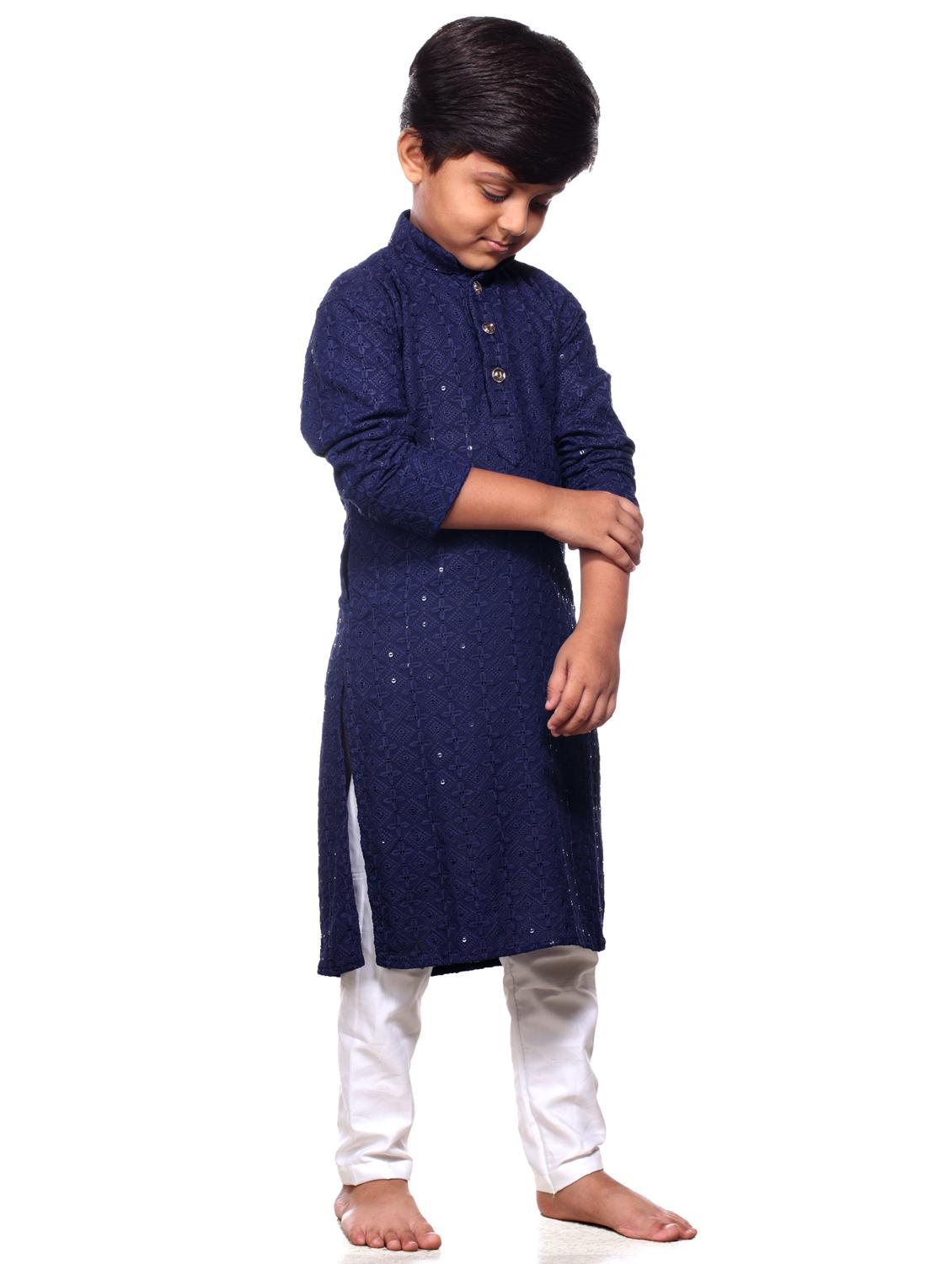 boys embroidered kurta bottom set - 21676943 - Standard Image - 1
