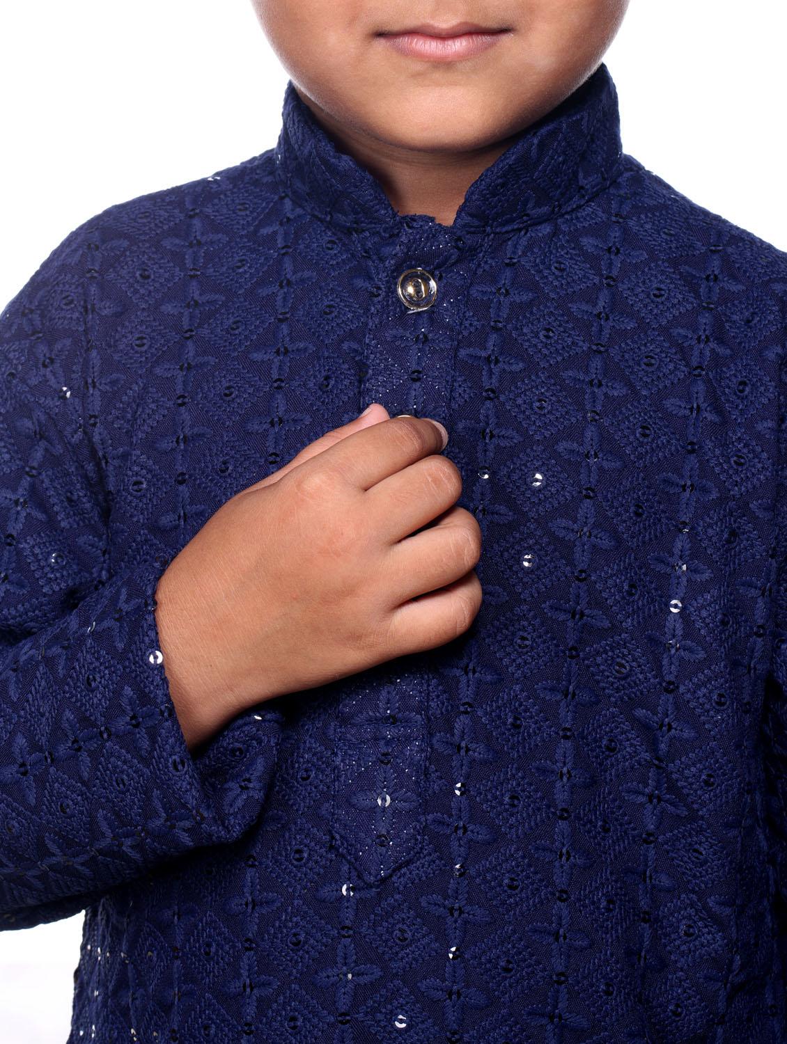 boys embroidered kurta bottom set - 21676943 - Standard Image - 4