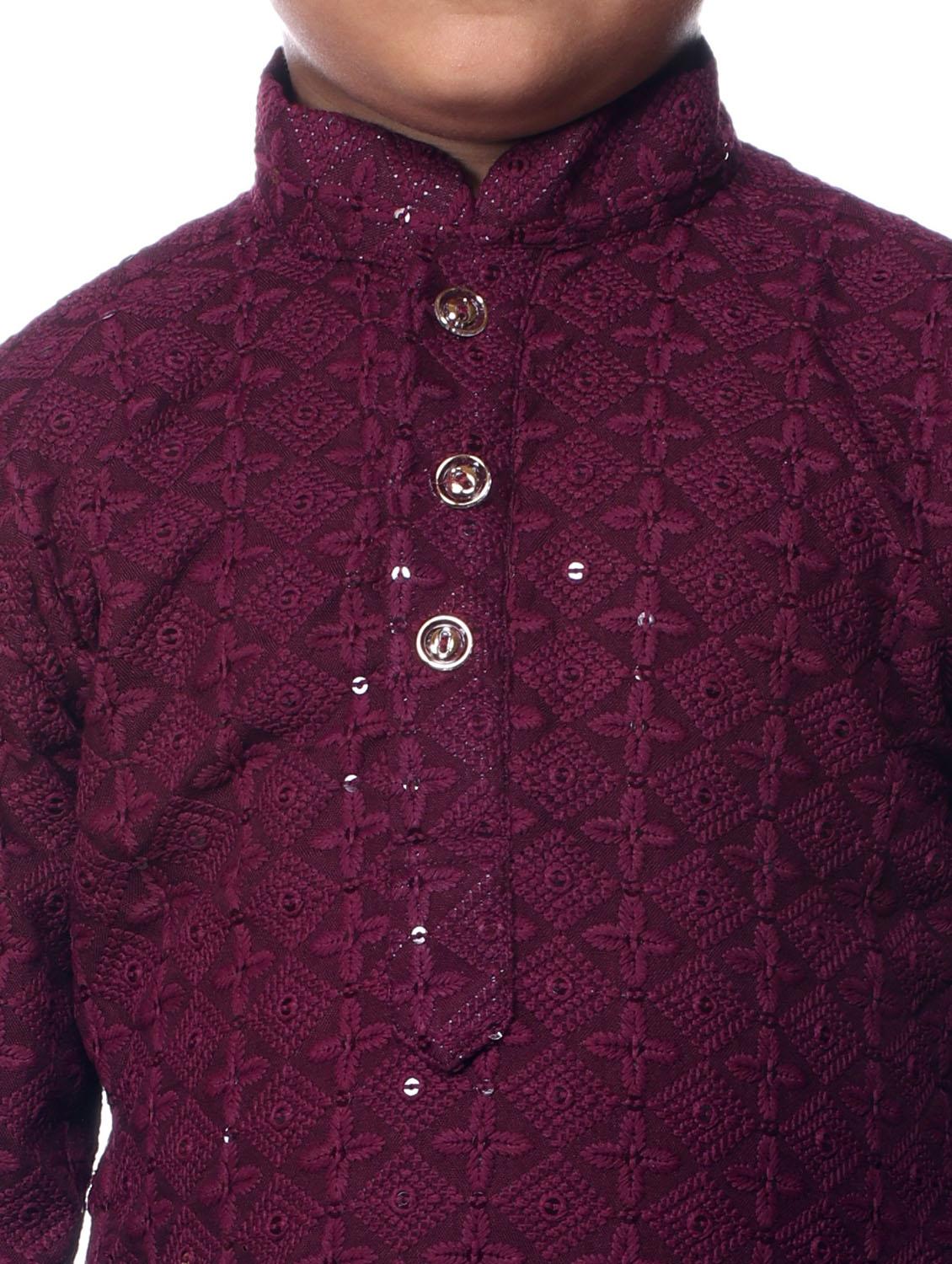 boys embroidered kurta bottom set - 21676944 - Standard Image - 4