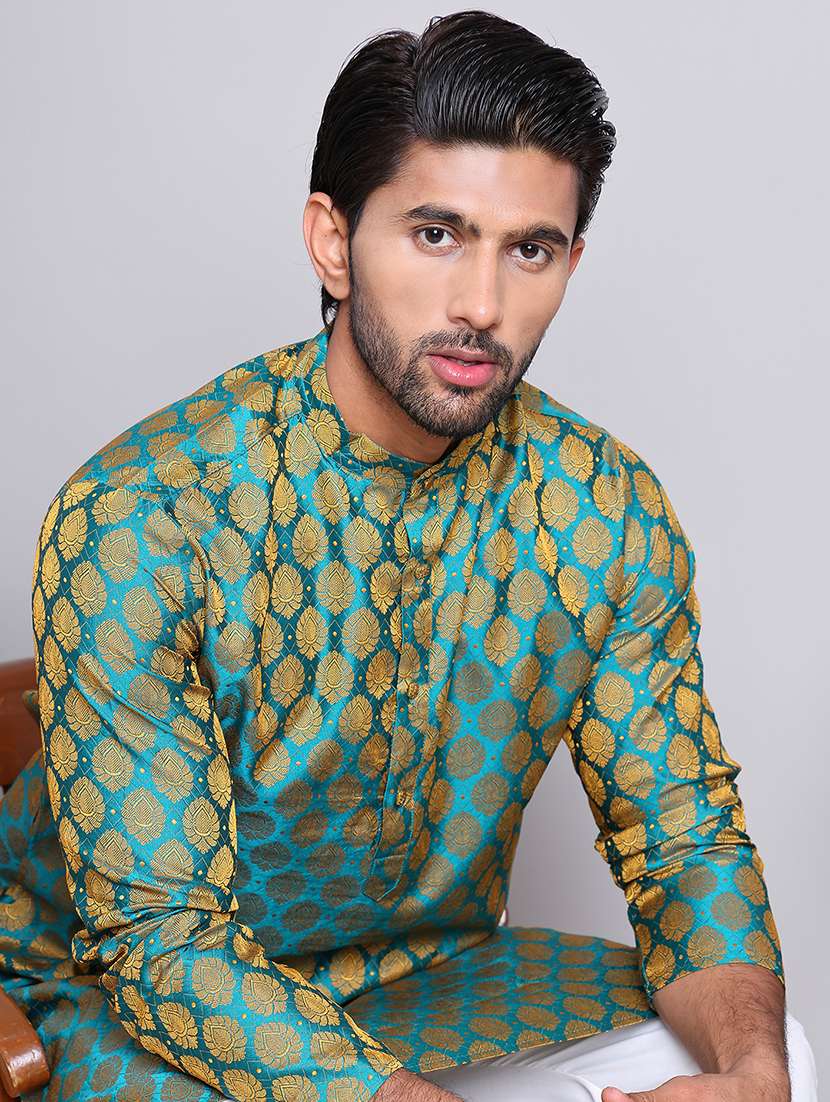 men self design kurta pyjama ethnic wear set - 21676970 -  Standard Image - 4