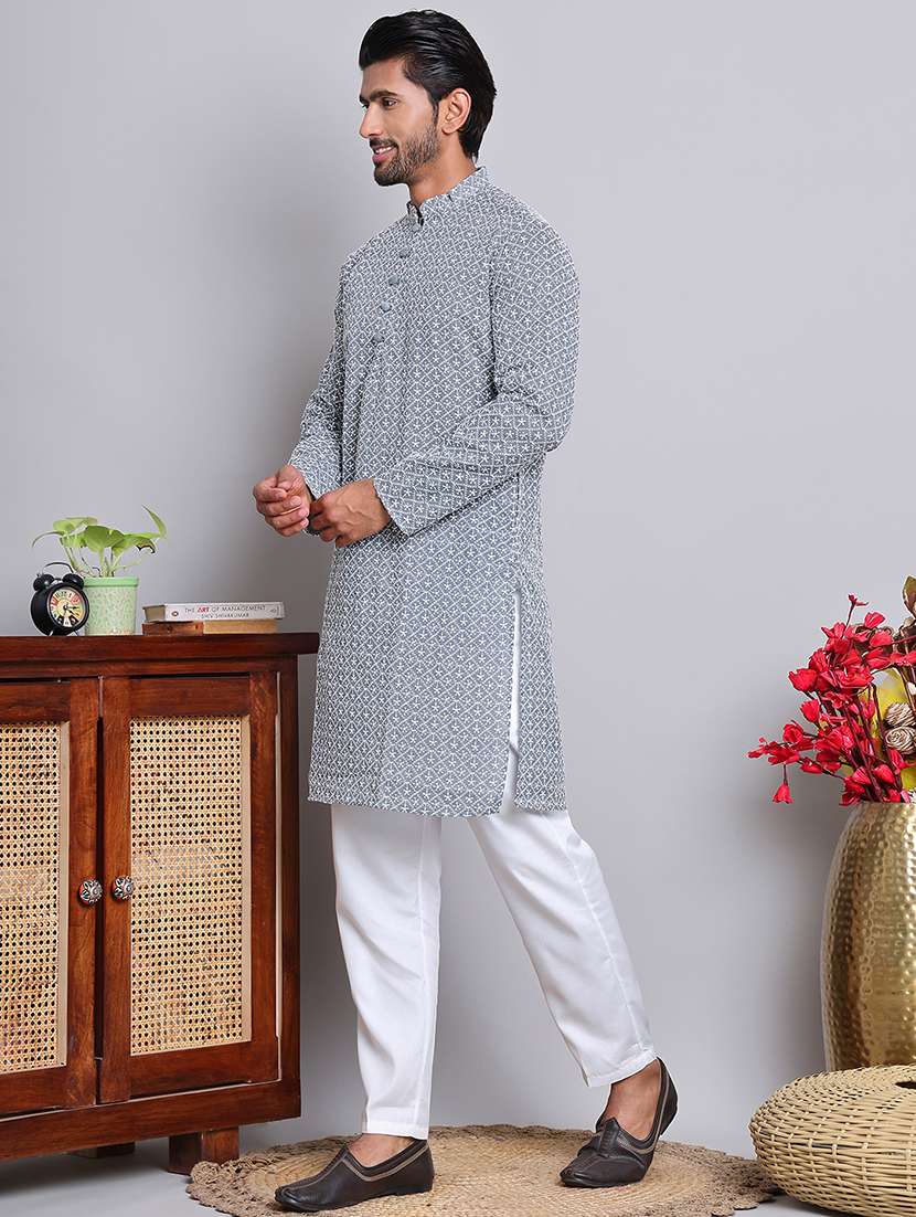 men embroidered kurta pyjama ethnic wear set - 21676973 -  Standard Image - 1