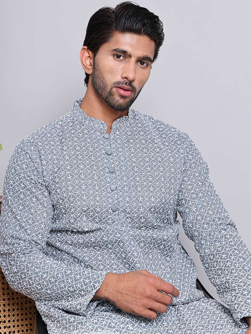 men embroidered kurta pyjama ethnic wear set - 21676973 -  Standard Image - 4