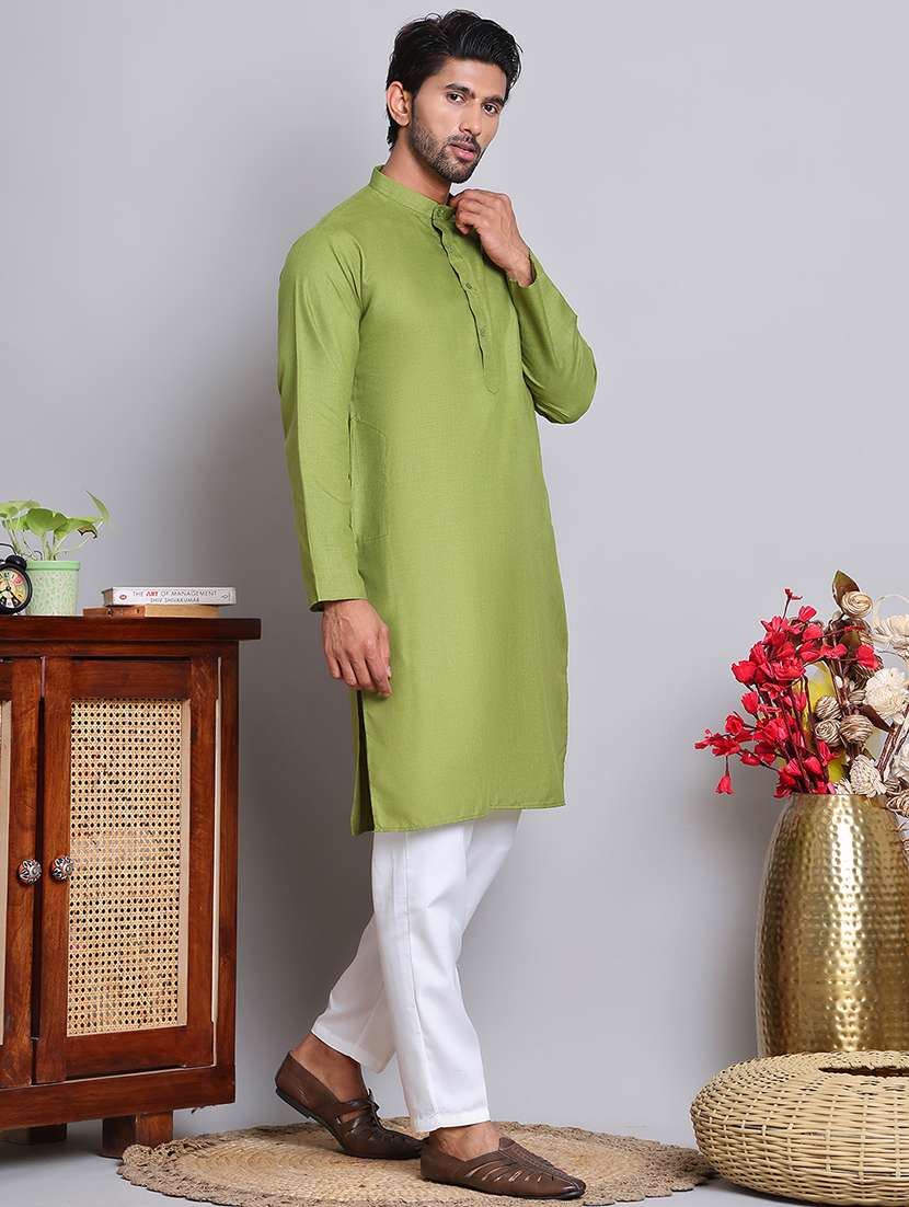 men solid kurta pyjama ethnic wear set - 21676987 -  Standard Image - 1