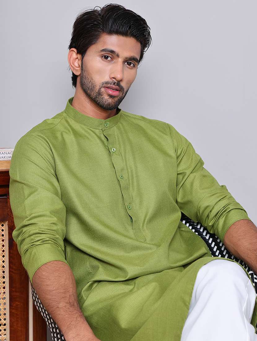 men solid kurta pyjama ethnic wear set - 21676987 -  Standard Image - 4
