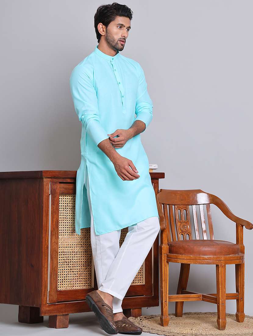 men solid kurta pyjama ethnic wear set