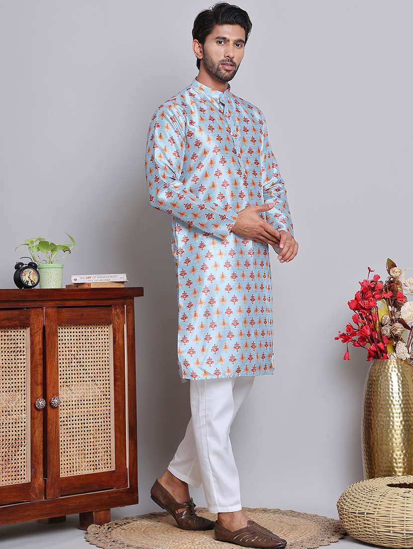 men printed kurta pyjama ethnic wear set - 21676997 -  Standard Image - 1