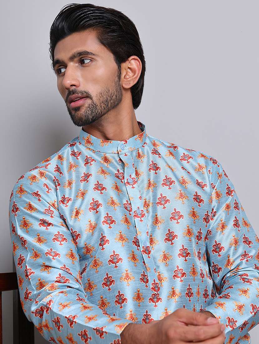men printed kurta pyjama ethnic wear set - 21676997 -  Standard Image - 4