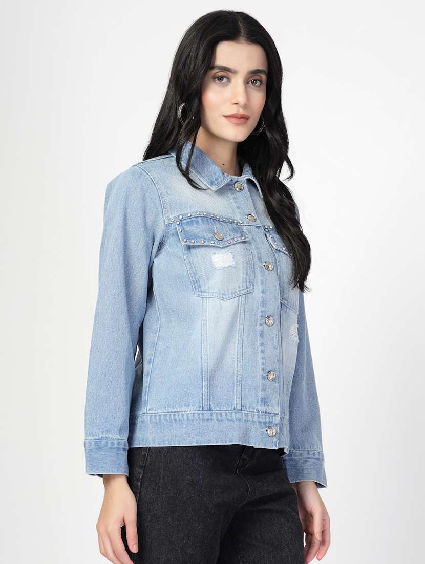 women embellished long sleeves denim jacket - 21677519 -  Standard Image - 1