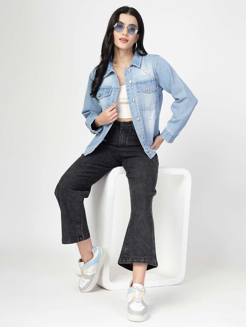 women embellished long sleeves denim jacket - 21677519 -  Standard Image - 4