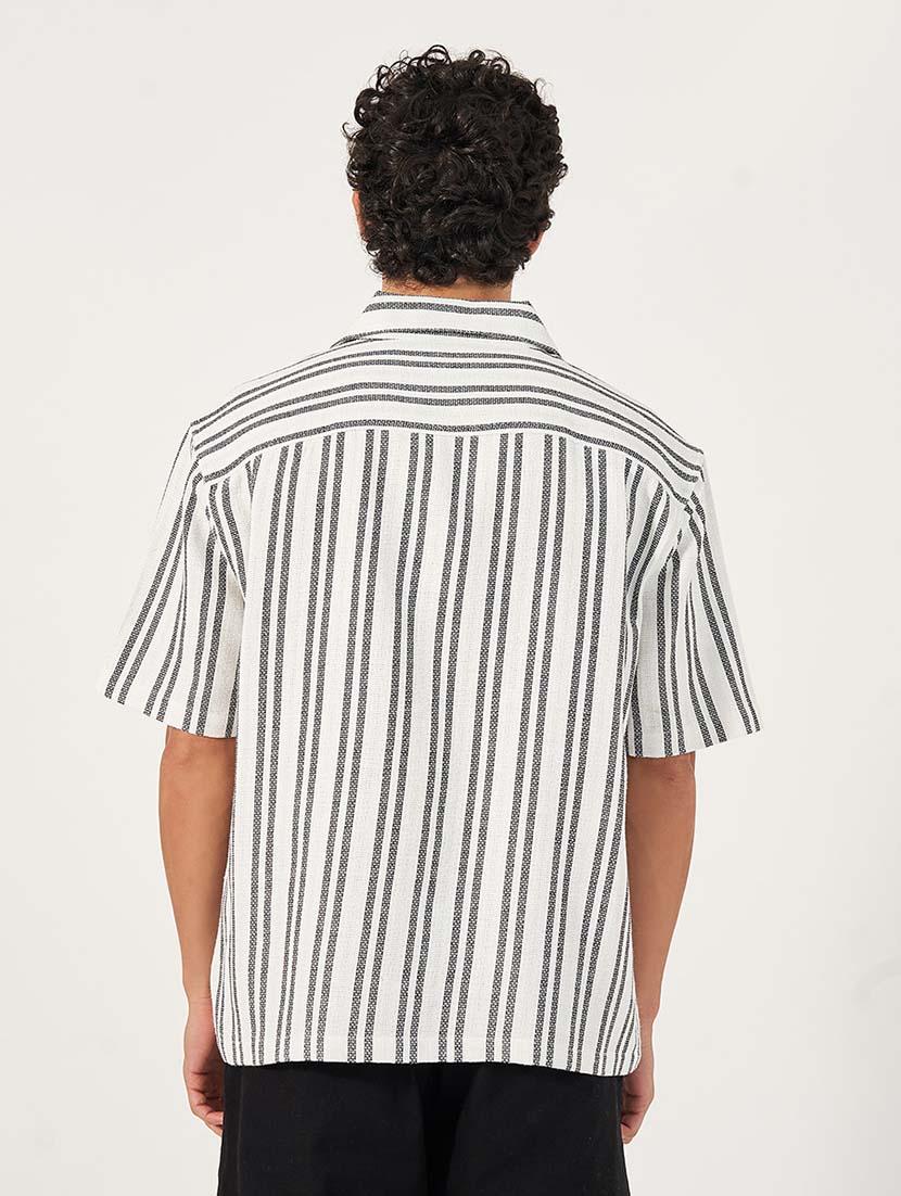 men striped short sleeve over size casual shirt - 21677536 -  Standard Image - 1