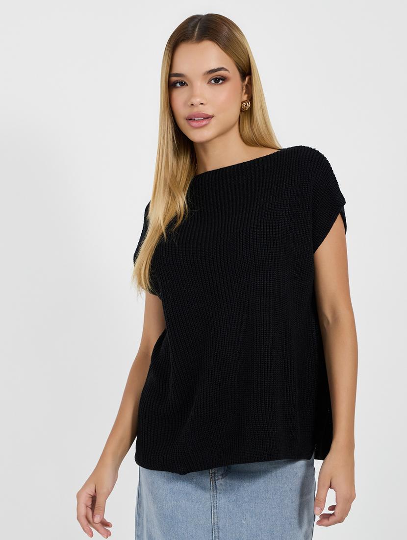 women solid boat neck sweater vest - 21677551 - Zoom Image - 0