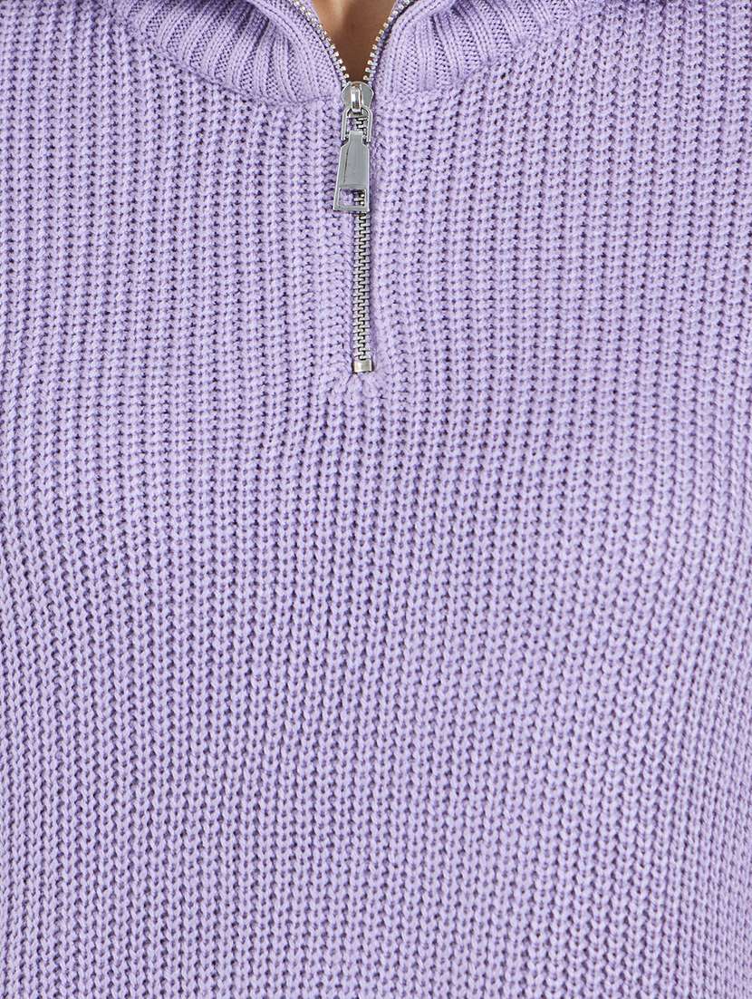 women solid stand collar long sleeves pullover - 21677552 - Standard Image - 4