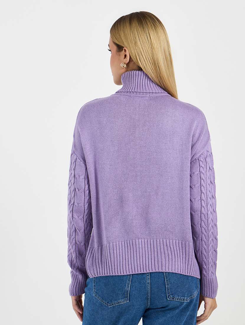 women self designed high neck pullover - 21677553 - Standard Image - 1