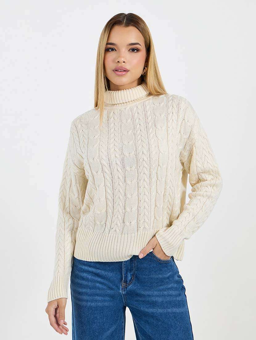 women sellf designed high neck pullover