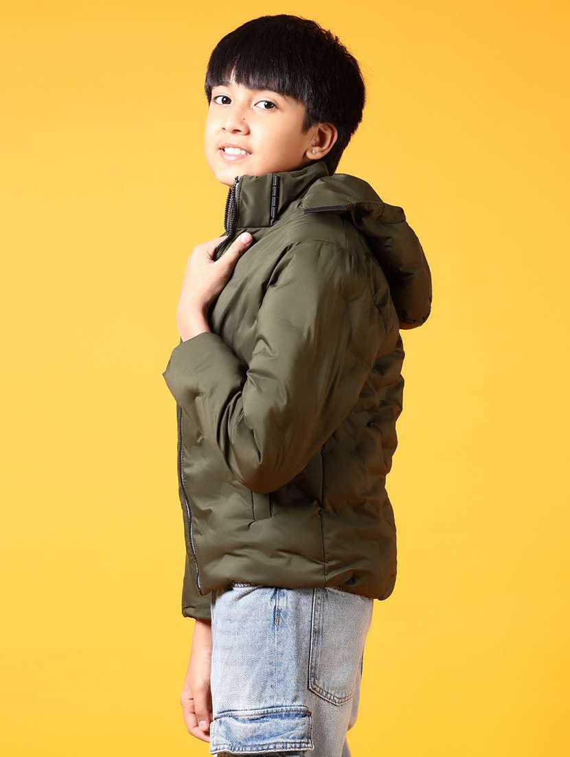 boys long sleeves solid quilted jacket - 21677619 -  Standard Image - 1