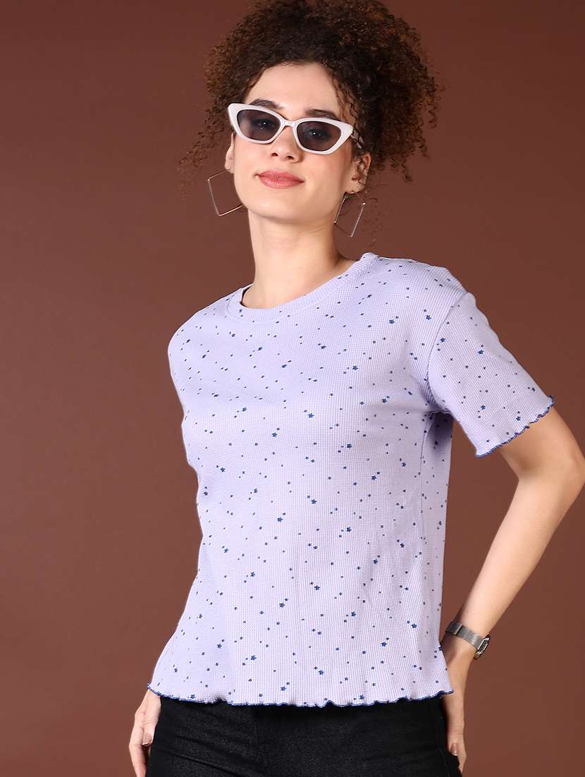 women lavender printed short sleeve t-shirt - 21677671 - Standard Image - 1
