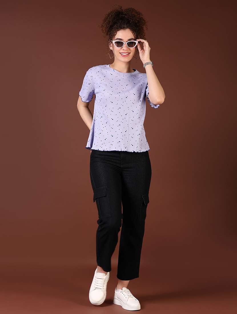 women lavender printed short sleeve t-shirt - 21677671 - Standard Image - 4