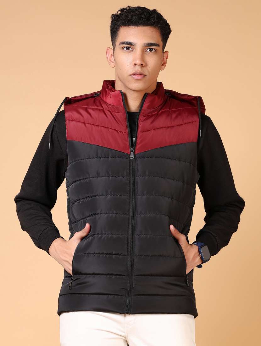 men color block puffer hooded casual jacket - 21677721 -  Standard Image - 1
